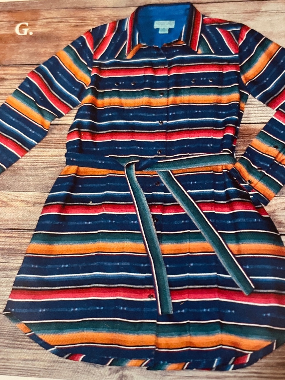 Tasha Polizzi Navy Multicolor Striped Belted Shirt Dress